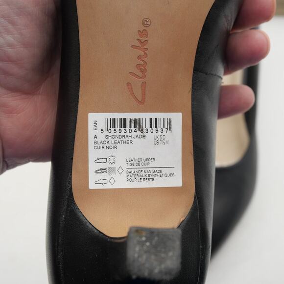 NEW Clarks Women's 7.5 Shondrah Jade Pumps Heel Black Leather - Picture 6 of 8